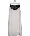 S.DEER White Faux Leather Waist Detail Pleated Maxi Skirt UK S - Reliked