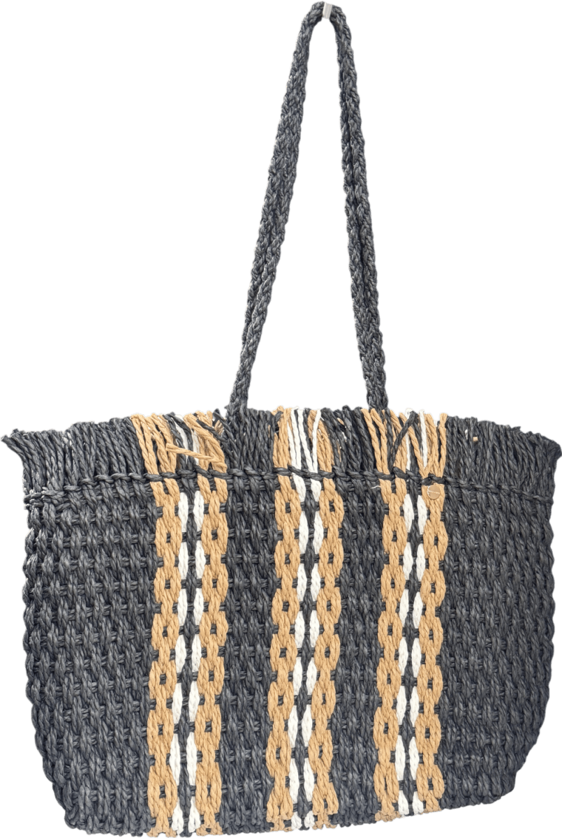 sea level Black Straw Weave Beach Bag - Reliked