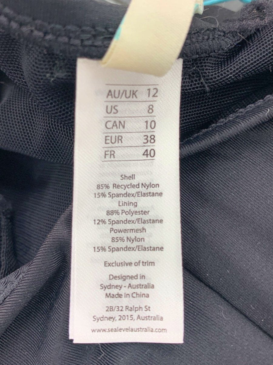 Sea Level Swim Black Scalloped Square Neck Bralette One Piece Swimsuit UK 12 - Reliked