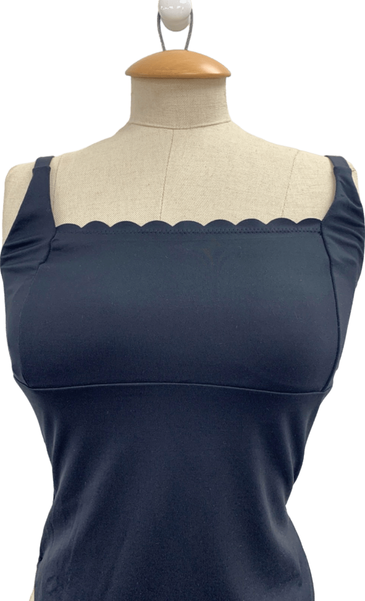 Sea Level Swim Black Scalloped Square Neck Bralette One Piece Swimsuit UK 12 - Reliked