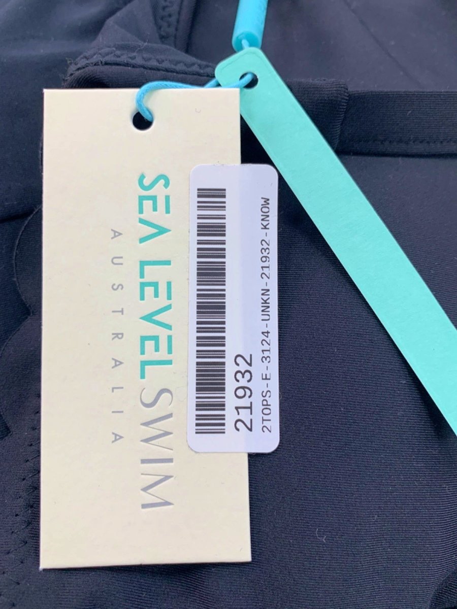 Sea Level Swim Black Scalloped Square Neck Bralette One Piece Swimsuit UK 12 - Reliked