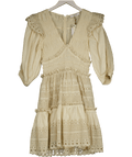 Sea New York Cream Marley Pleated Smocked Mini Dress Us4 UK 8 - Reliked