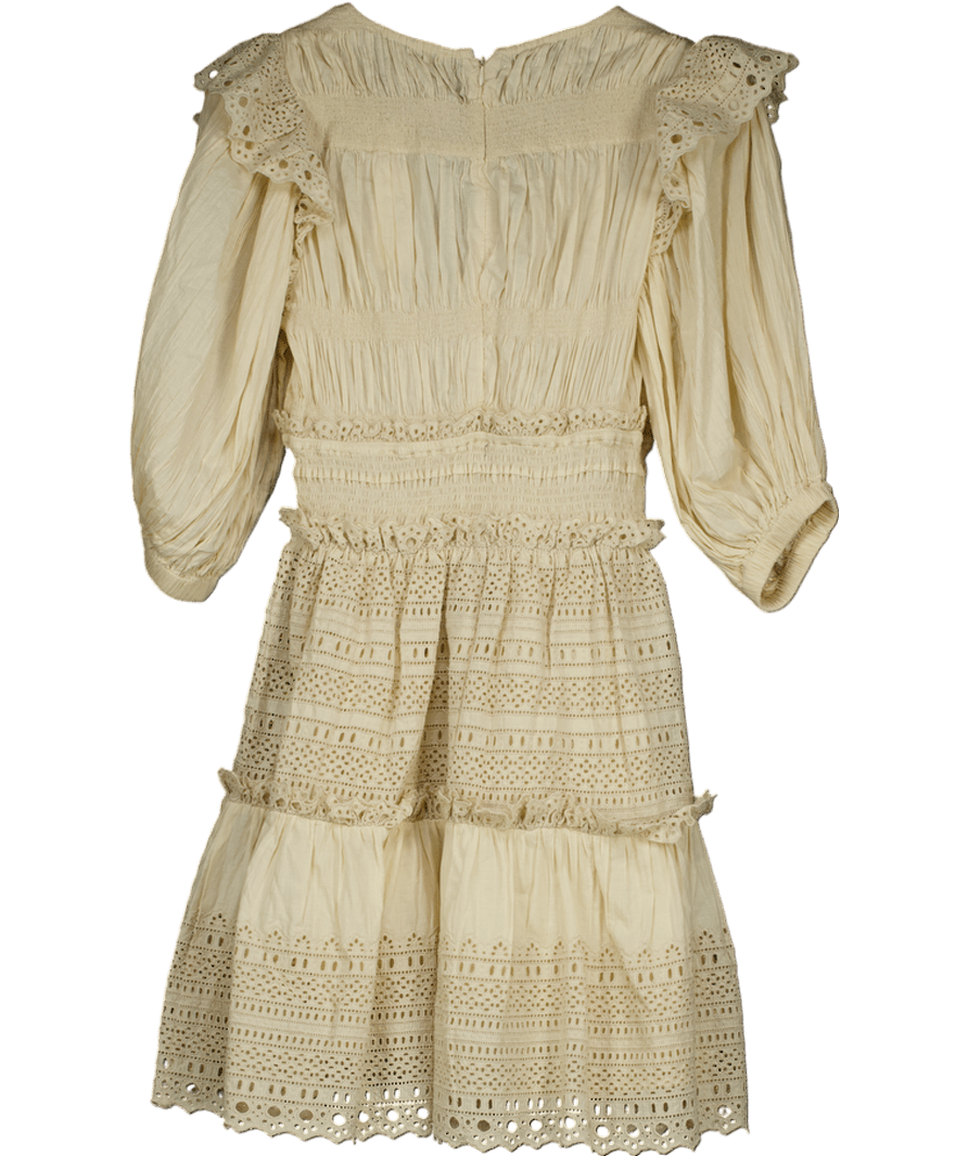 Sea New York Cream Marley Pleated Smocked Mini Dress Us4 UK 8 - Reliked