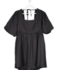 Seafolly Black Puff Sleeve Square Neck Mini Dress UK XS - Reliked