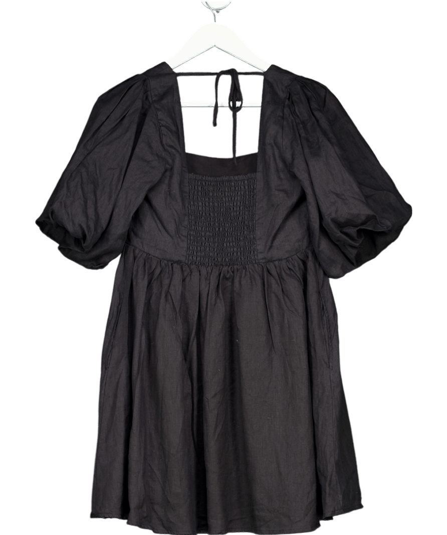 Seafolly Black Puff Sleeve Square Neck Mini Dress UK XS - Reliked