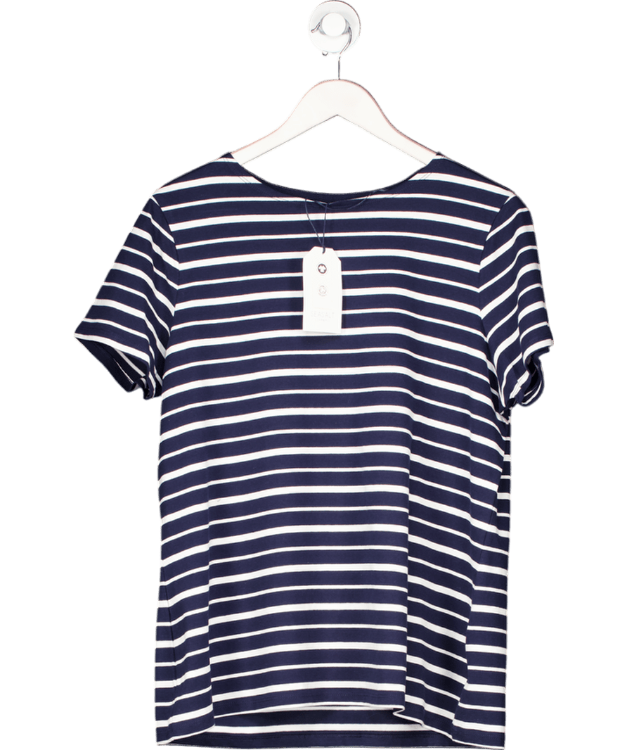 Seasalt Cornwall Sailor T-shirt Breton Navy Blue / White Stripe UK 18 - Reliked
