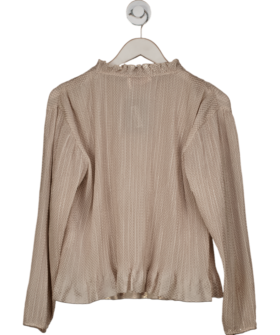 See by Chloé Beige / Metallic Plisse Ruffle Trim Blouse Fr36 UK 8 - Reliked