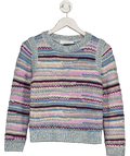 See by Chloé Dusty Blue Alpaca Blend Striped Intarsia Knit Jumper UK S - Reliked