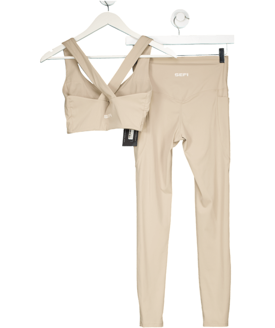 SEFI 2 - piece Beige Activewear Set UK S - Reliked