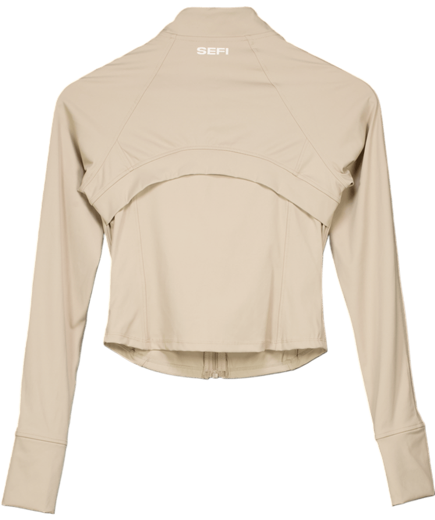 SEFI Beige Active Cropped Running Jacket - Sand Dune UK S - Reliked