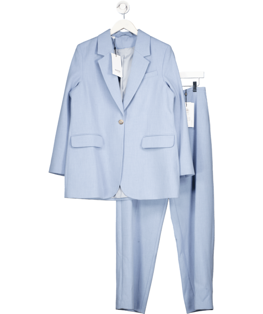Selected Femme Blue Slfrita - freia Long Blazer & Straight Leg Trouser UK 10 - Reliked
