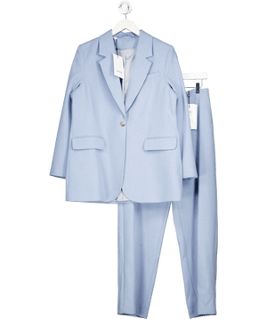 Selected Femme Blue Slfrita-freia Long Blazer & Straight Leg Trouser UK 10