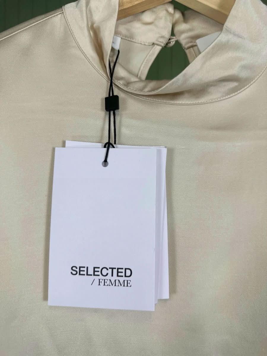 Selected Femme Cream Satin Blouse L - Reliked