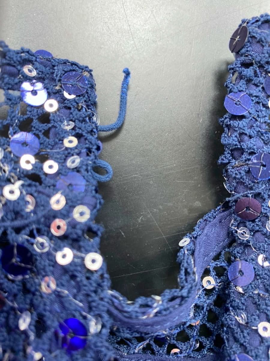 Selected Femme Dark Sapphire Sequins Dress D2 Style Slfannie Ankle UK M - Reliked