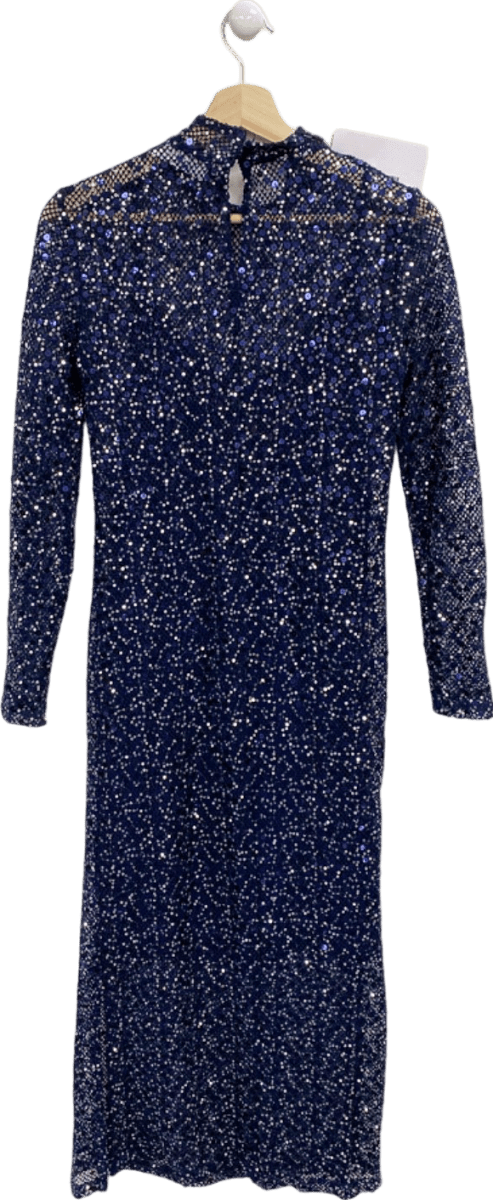 Selected Femme Dark Sapphire Sequins Dress D2 Style Slfannie Ankle UK M - Reliked