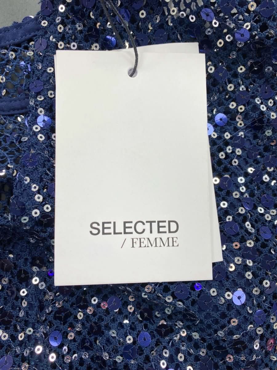 Selected Femme Dark Sapphire Sequins Dress D2 Style Slfannie Ankle UK M - Reliked