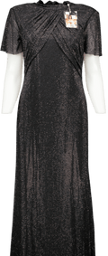 Self - portrait Black Crystal - embellished Gathered Tulle Midi Dress UK 12 - Reliked