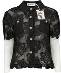 Self - Portrait Black Lace Shirt With Crystal Buttons UK 16 - Reliked
