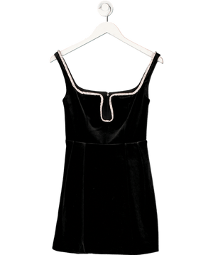 Self Portrait Black Velvet Embellished Sweetheart Neck Mini Dress UK 6