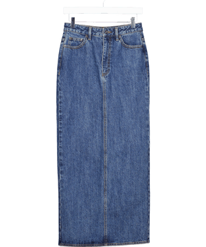 Self Portrait Blue High-rise Denim Maxi Skirt UK 8