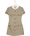 Self - Portrait Brown Check Wool Mini Dress UK 8 - Reliked