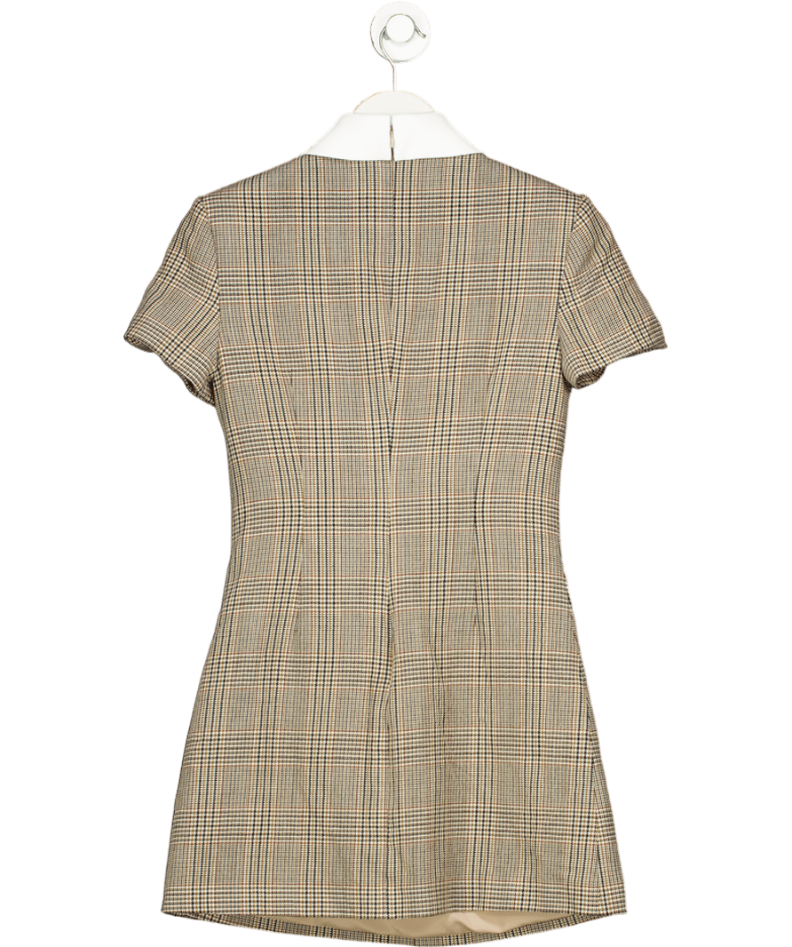 Self - Portrait Brown Check Wool Mini Dress UK 8 - Reliked