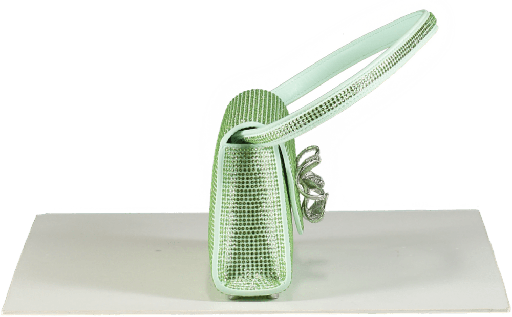 Self - Portrait Green Crystal Embellished Bow Mini Shoulder Bag - Reliked