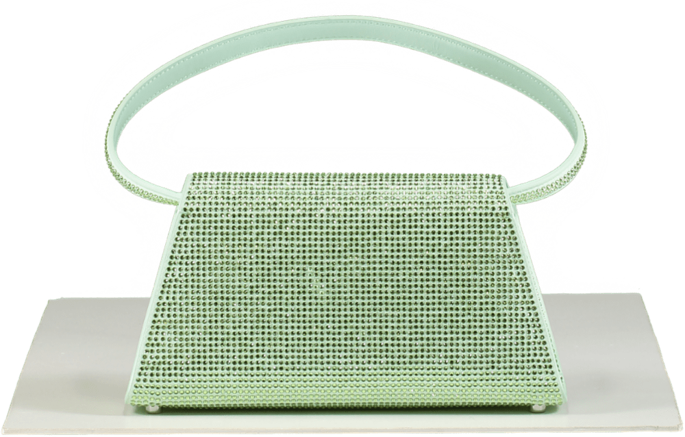 Self - Portrait Green Crystal Embellished Bow Mini Shoulder Bag - Reliked