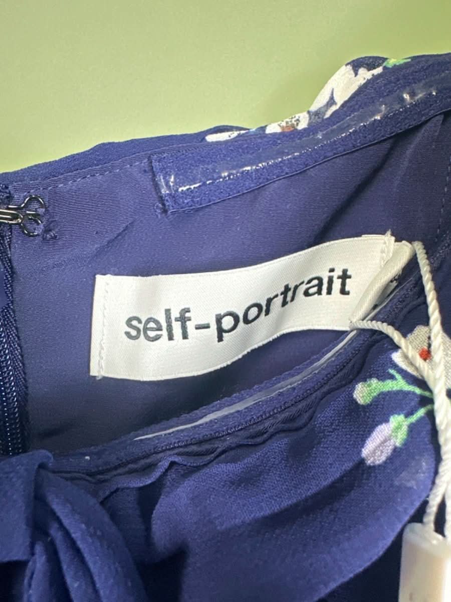 Self - Portrait Pansy - Print Pleated - Chiffon Maxi Dress UK 10 - Reliked