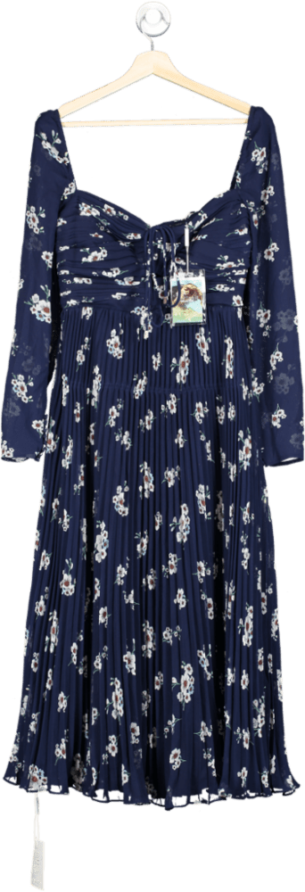 Self - Portrait Pansy - Print Pleated - Chiffon Maxi Dress UK 10 - Reliked