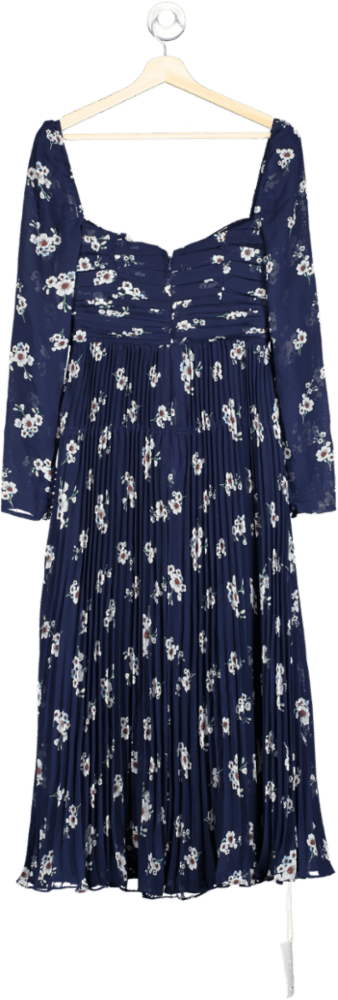 Self - Portrait Pansy - Print Pleated - Chiffon Maxi Dress UK 10 - Reliked