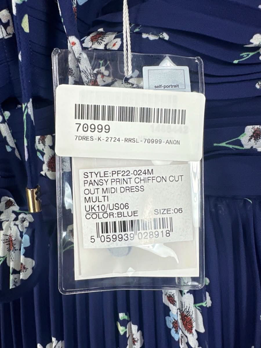 Self - Portrait Pansy - Print Pleated - Chiffon Maxi Dress UK 10 - Reliked