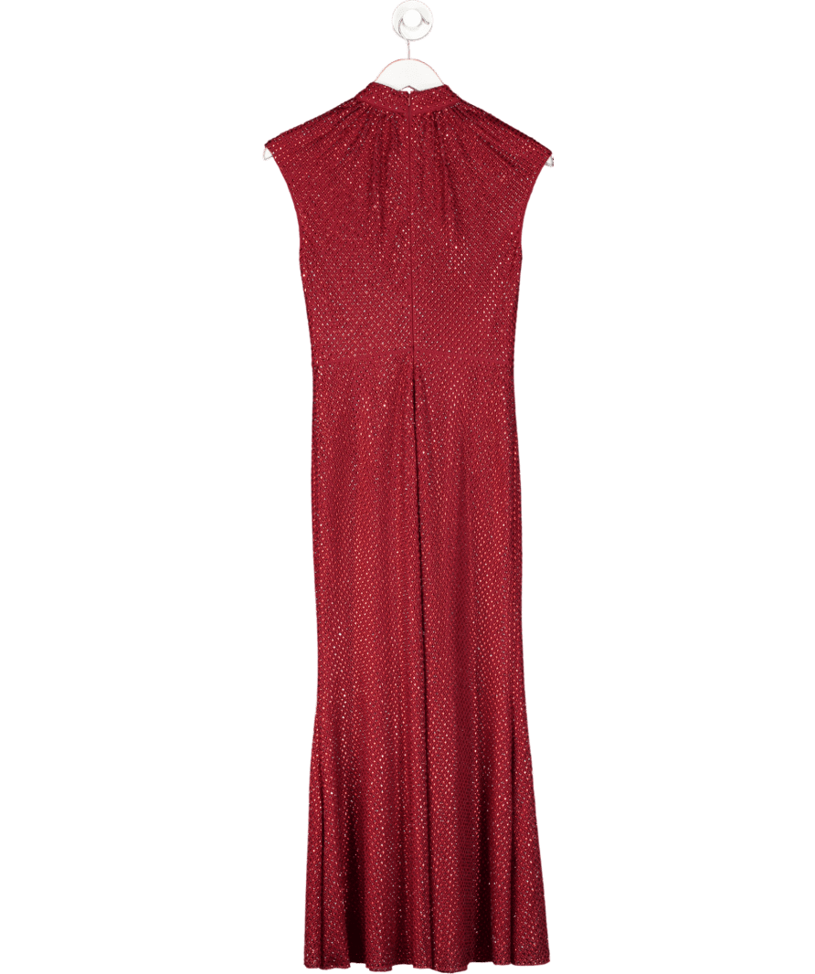 Self - Portrait Red Embellished Fishnet Midi Dress UK 8 - Reliked