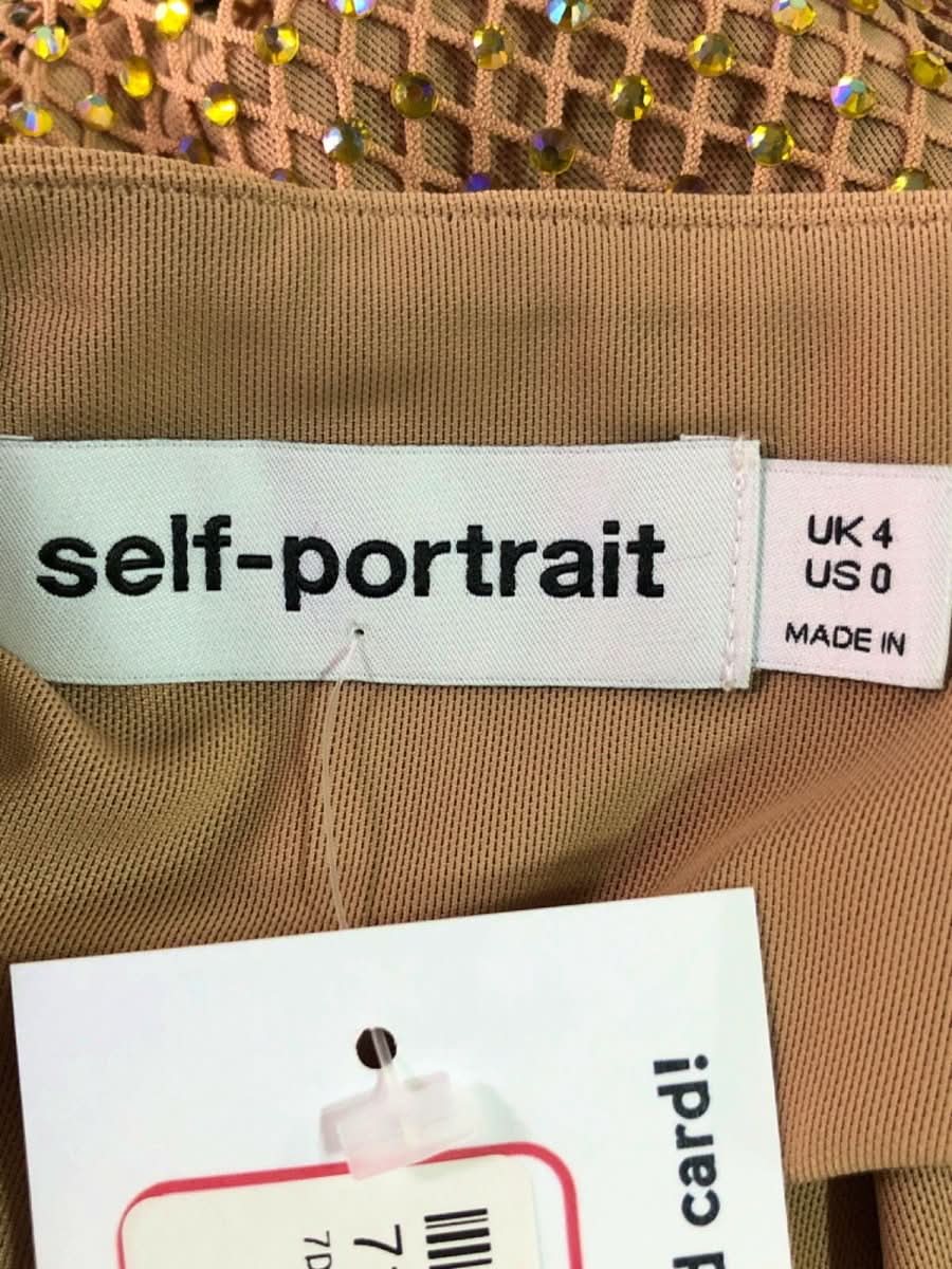 Self - Portrait Tan Hotfix Fishnet Maxi Dress UK 4 - Reliked