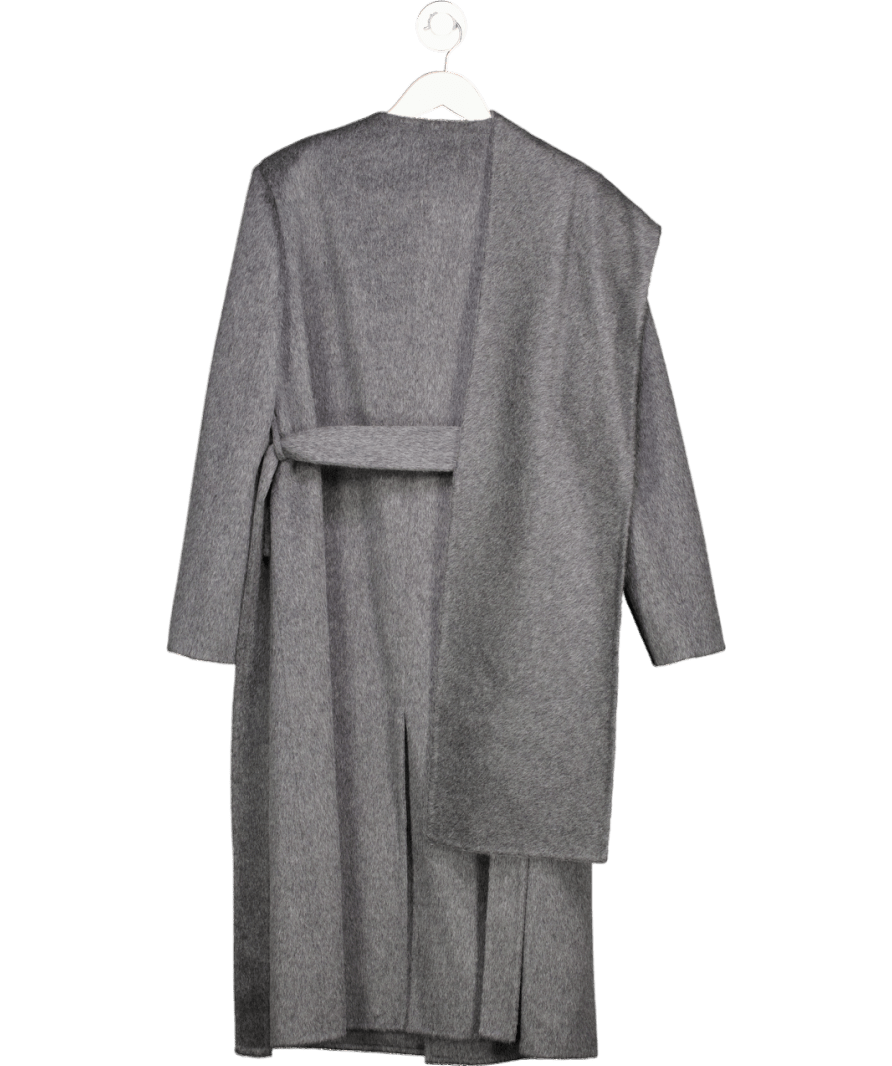 SELFWHO Grey Double - faced Supersoft Brushed Merino Wool Mid - length Coat UK XS - Reliked