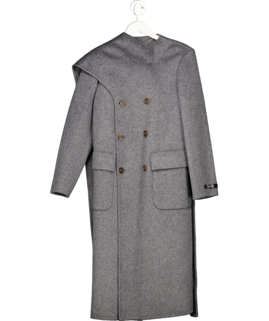 SELFWHO Grey Double - faced Supersoft Brushed Merino Wool Mid - length Coat UK XS - Reliked