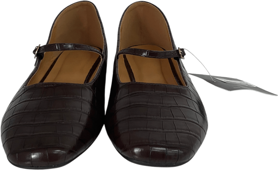 Seqwl Wide Fit Iris Ballet Flats In Croc Brown UK 8 EU 41 👠 - Reliked