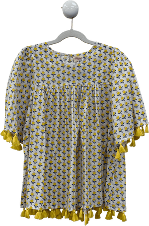 Seraphina Kids White / Yellow Print Tassel Trimmed Dress 2-3 Years