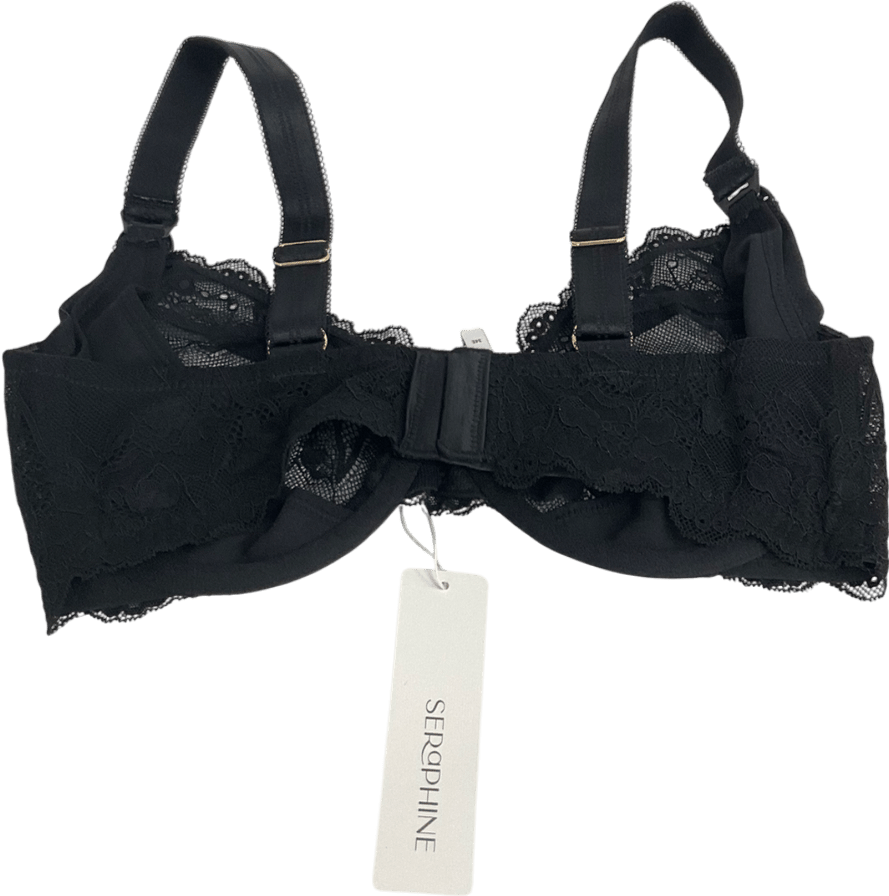 Seraphine Black Plunge Lace Nursing Bra UK 34E - Reliked