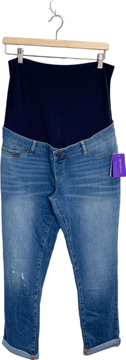 Seraphine Blue Slim fit Boyfriend over Bump Maternity Jeans UK 14 - Reliked