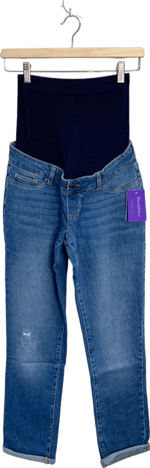 Seraphine Blue Slim fit  Boyfriend over Bump Maternity Jeans UK 8