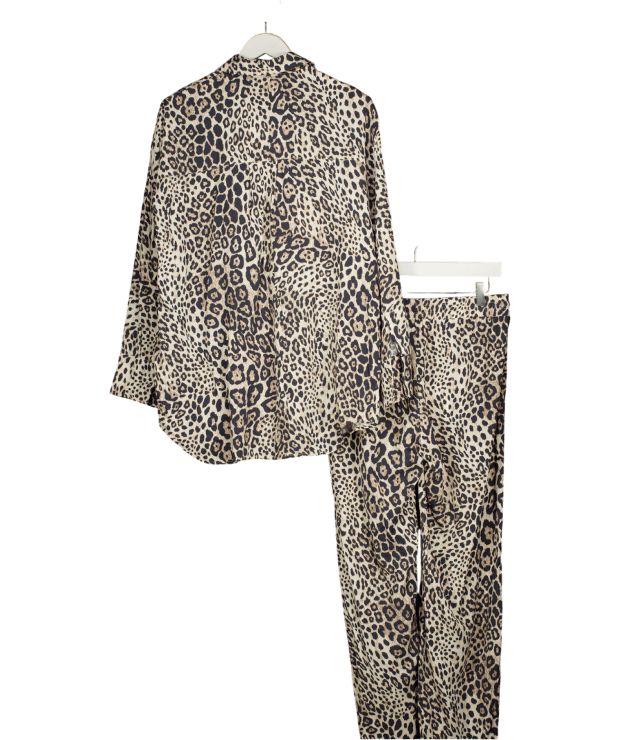 Seraphine Brown Leopard Print Pyjama Set UK 8 - Reliked