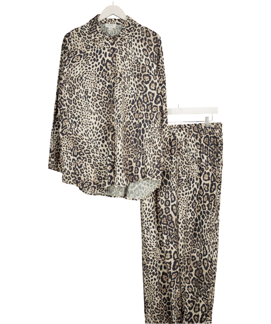 Seraphine Brown Leopard Print Pyjama Set UK 8 - Reliked