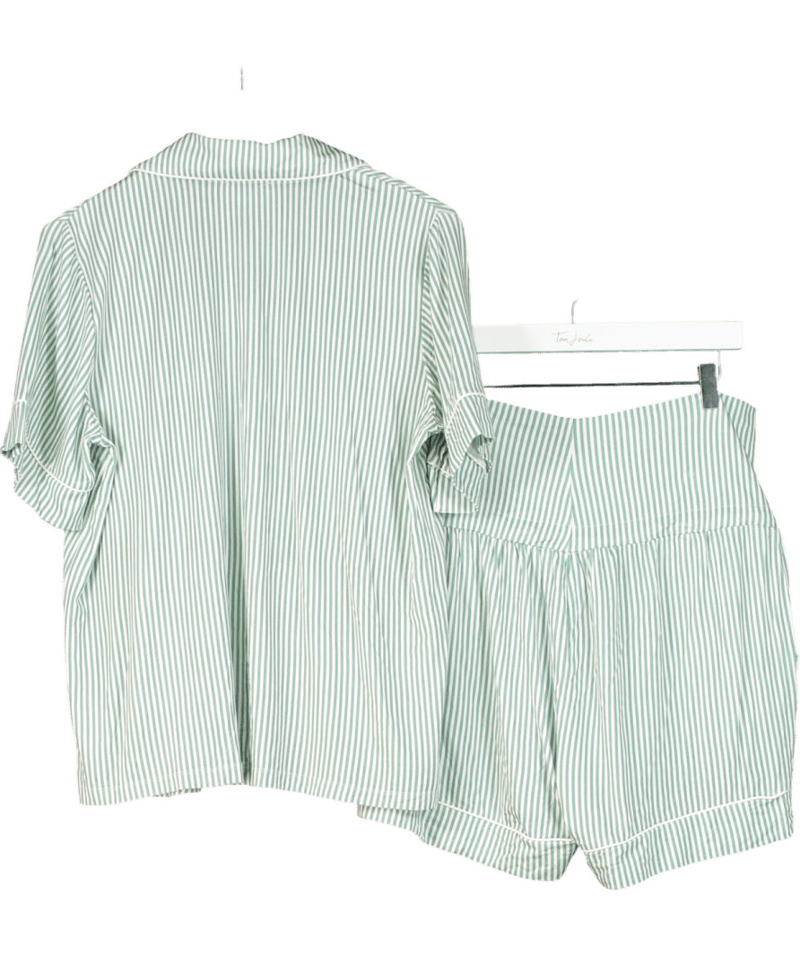 Seraphine Green And White Stripped Short And Shirt Pyjama Set UK M - Reliked