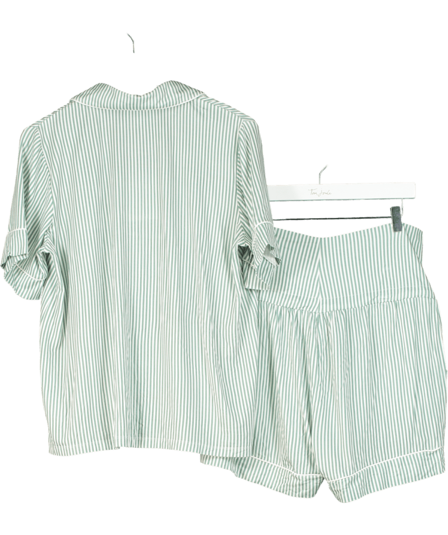 Seraphine Green And White Stripped Short And Shirt Pyjama Set UK M - Reliked