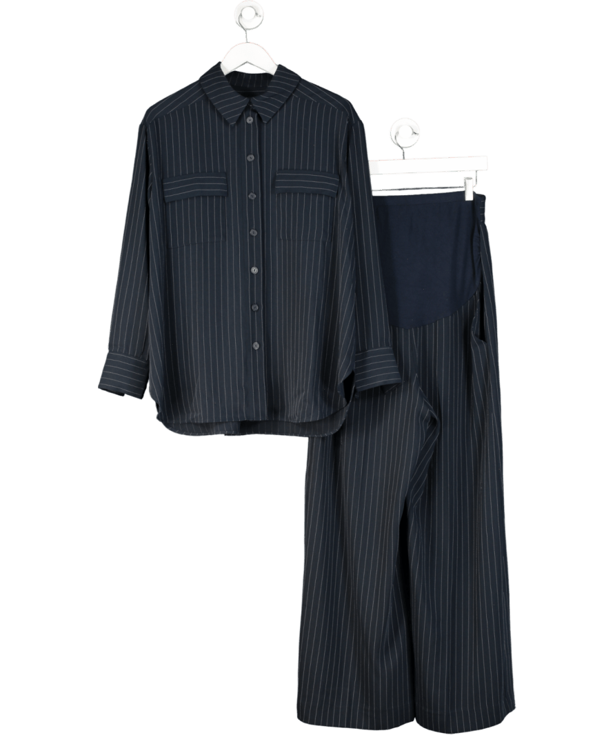 Seraphine Maternity Blue Pinstripe Shirt And Trousers UK 10 - Reliked
