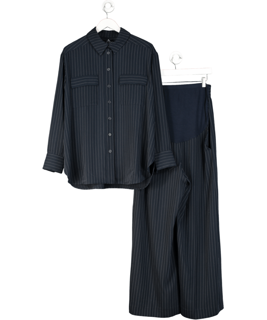 Seraphine Maternity Blue Pinstripe Shirt And Trousers UK 10 - Reliked