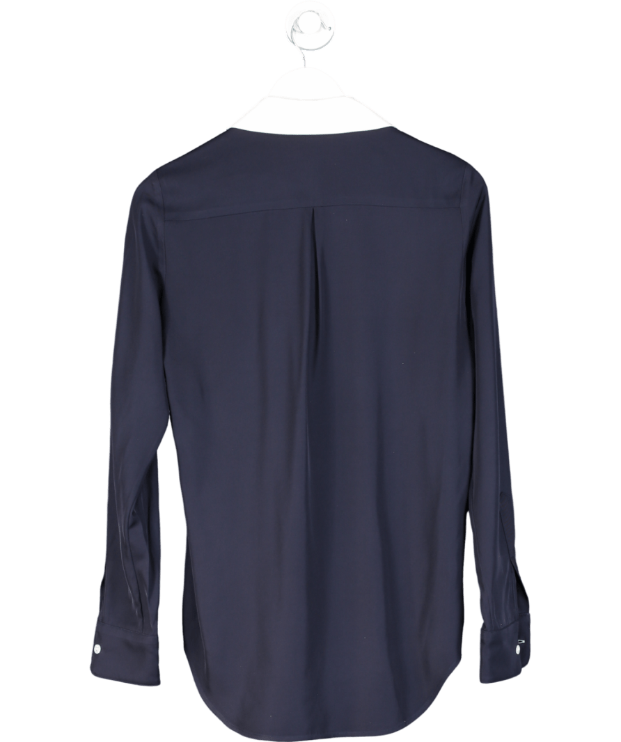 Serena Bute Blue Satin Revere Collar Shirt UK XS - Reliked