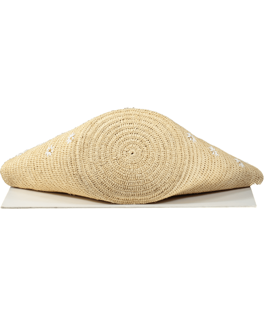 Sezane Beige Justine Basket Bag Embroidered Flowers One Size - Reliked