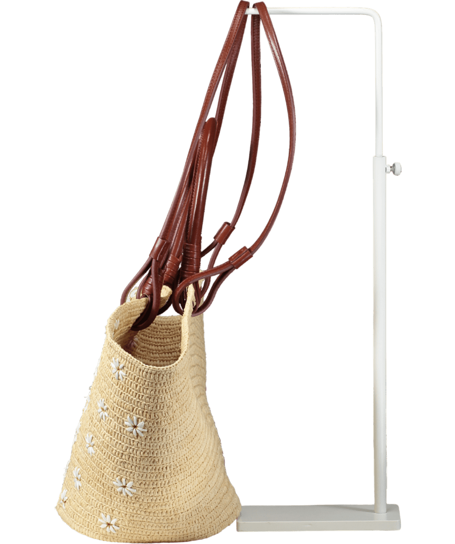 Sezane Beige Justine Basket Bag Embroidered Flowers One Size - Reliked